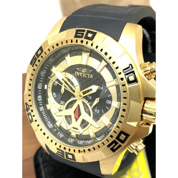 Invicta Men's Watch 21738 Aviator Quartz Chronograph Gold Black Rubber Band 48mm - Picture 14 of 15